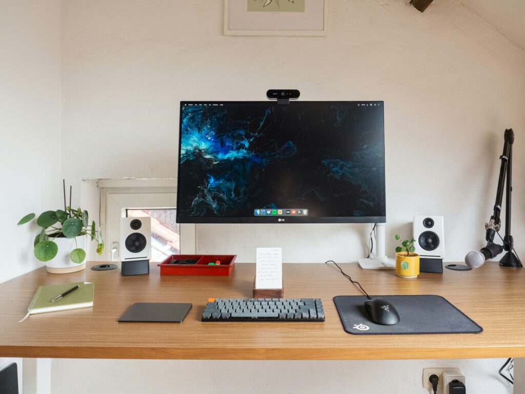 standing desk with cable management